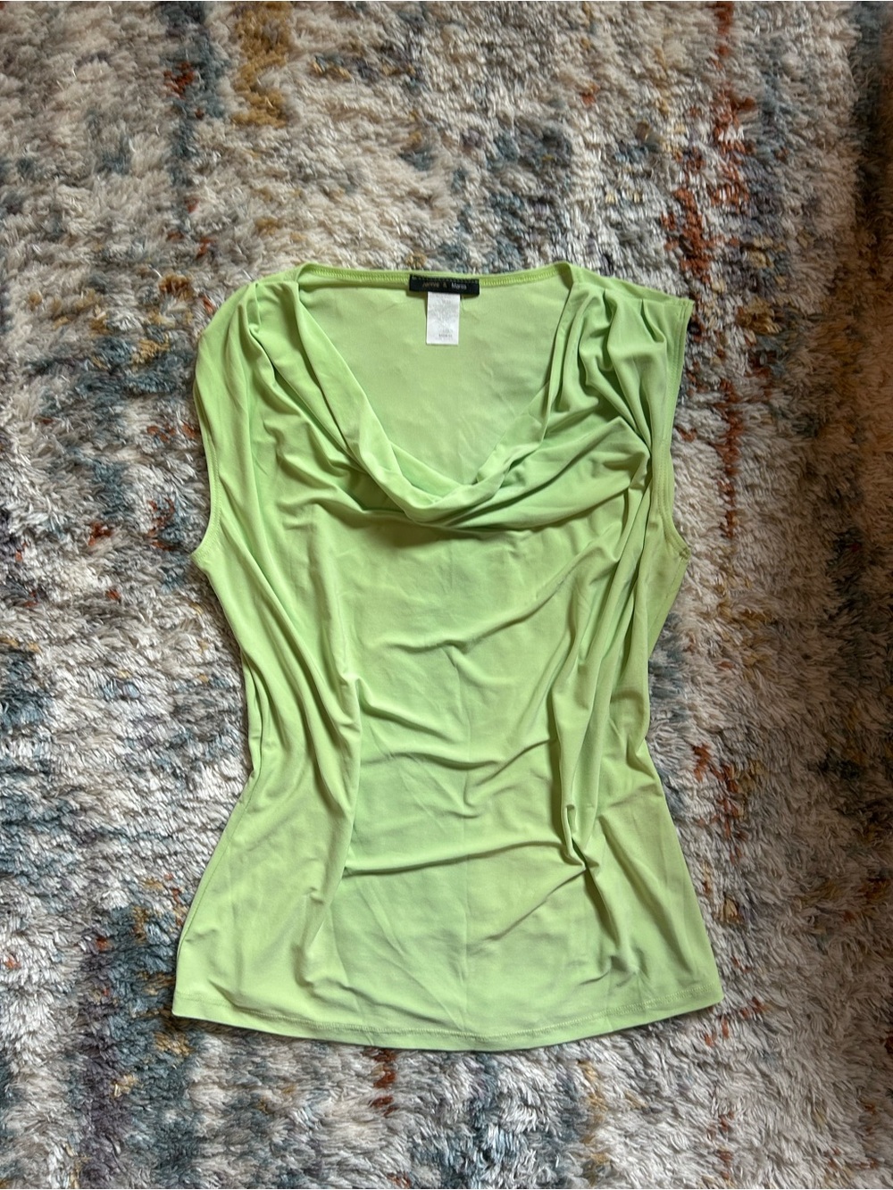 Jennie & Marlis Cowl Neck Sleeveless Top - Light Green